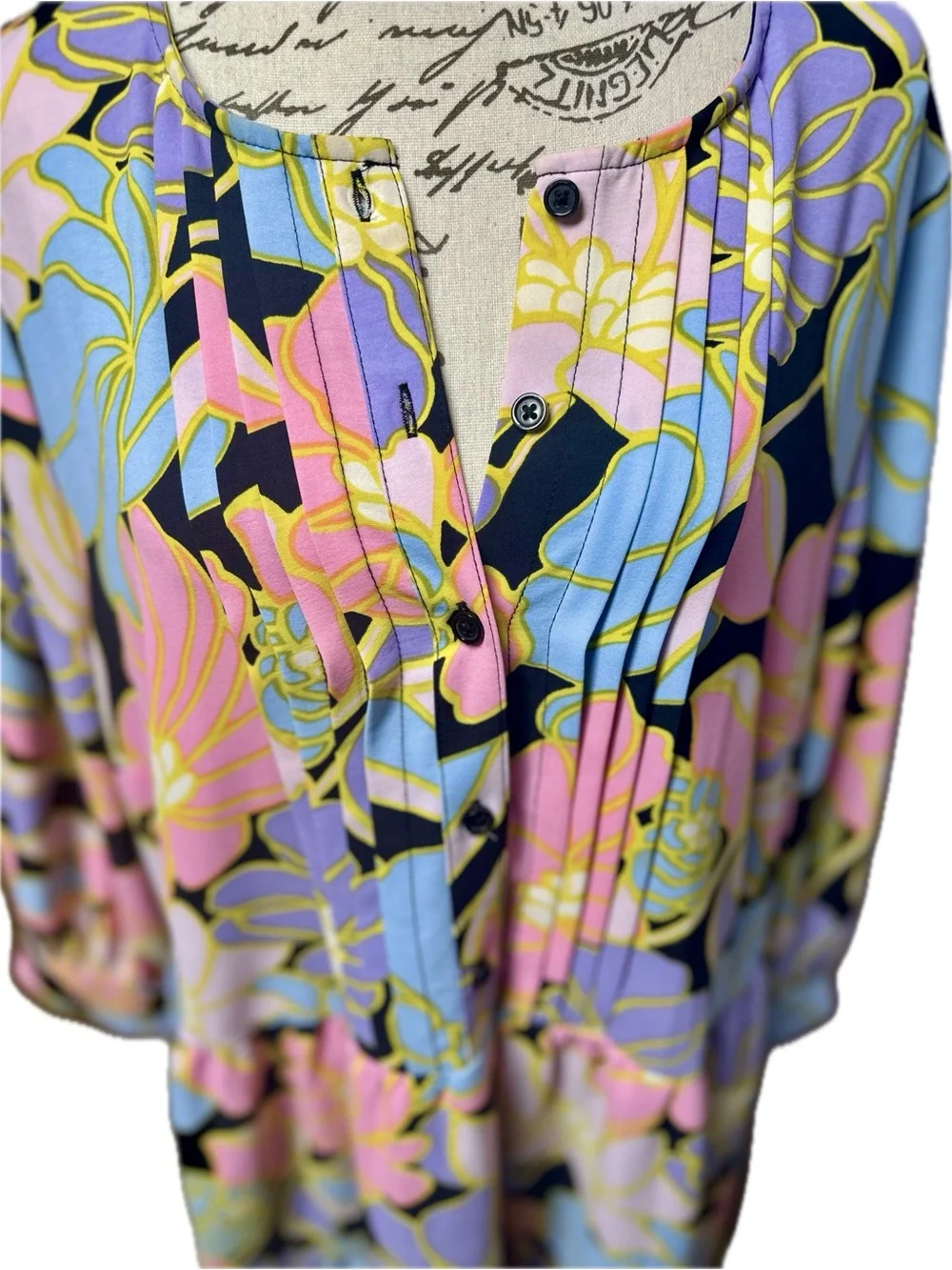 Floral Pastel Tiered Women’s Dress - Pink/Blue - Picture 4 of 7